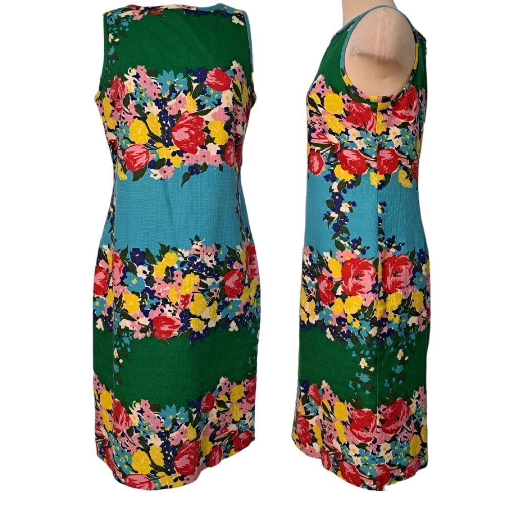 Talbots Floral Print Spring Garden High Neck Sleeveless Sheat Dress Size 10